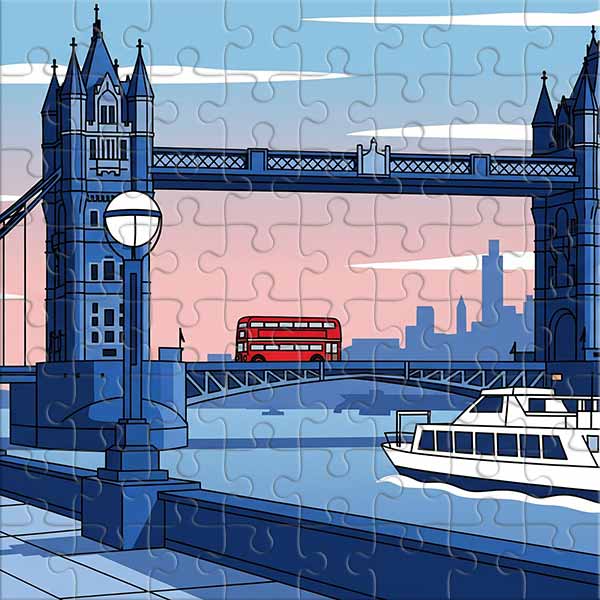 Tower Bridge in Vintage Poster Style Jigsaw Puzzle