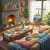 Wohnzimmer mit Kamin und Haustieren Puzzle