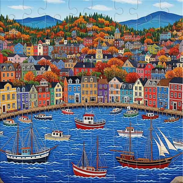 Bright Port City in Autumn Jigsaw Puzzle