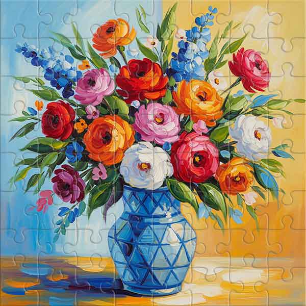 Colorful Flowers in a Vase Jigsaw Puzzle