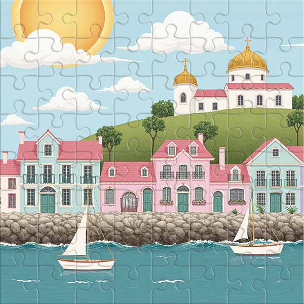 Colorful Houses by the Sea Jigsaw Puzzle