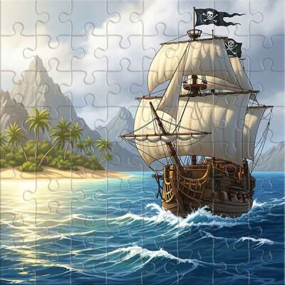 Pirate Ship on the Open Sea Jigsaw Puzzle