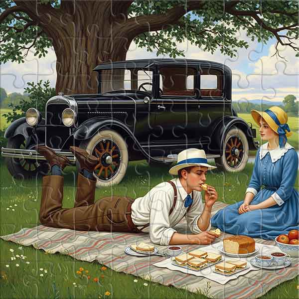 Retro Style Picnic Jigsaw Puzzle