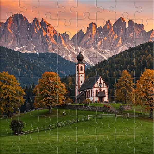 Church at the Foot of the Mountains Jigsaw Puzzle