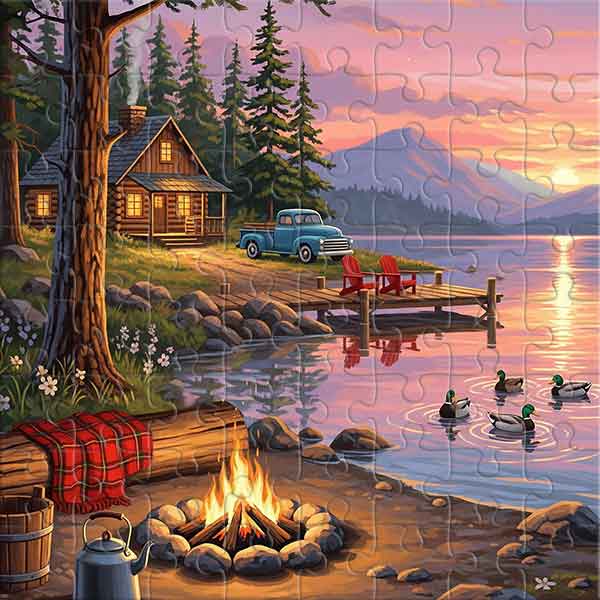 Cozy Evening by the Lake Jigsaw Puzzle
