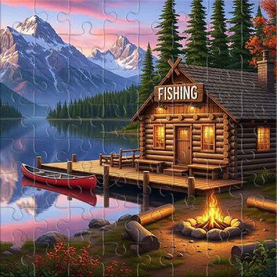 Atardecer acogedor en el lago de montaña Rompecabezas