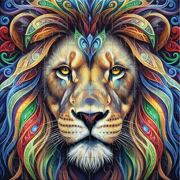 Colorful Lion Portrait
