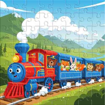 Le joyeux voyage du train forestier Puzzle