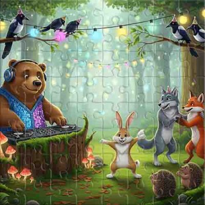 Fun Forest Glade Party Jigsaw Puzzle