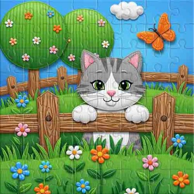Die Abenteuer eines flauschigen Kätzchens Puzzle