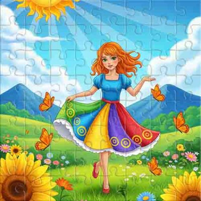 Ein Fröhlicher Spaziergang an einem Sommertag Puzzle