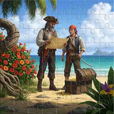 Mysterious Map and Pirate Gold Jigsaw Puzzle