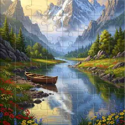 Amanecer en el valle de montaña Rompecabezas