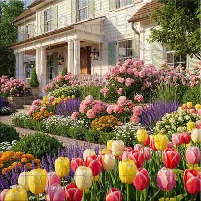 Symphonie de tulipes près de la maison