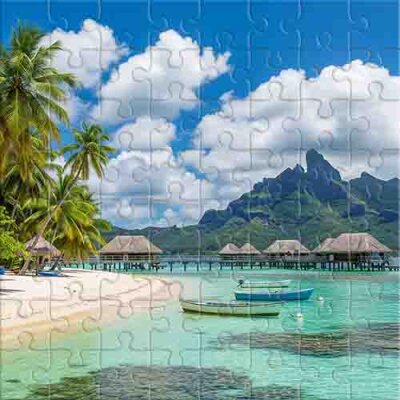 Azure Lagoon at the Foot of the Mountains Jigsaw Puzzle