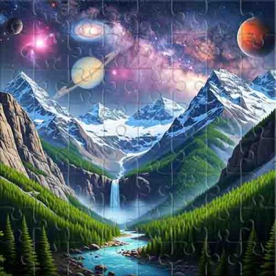 Picos cósmicos y cascada de montaña - Rompecabezas en línea | Jigsaw ...