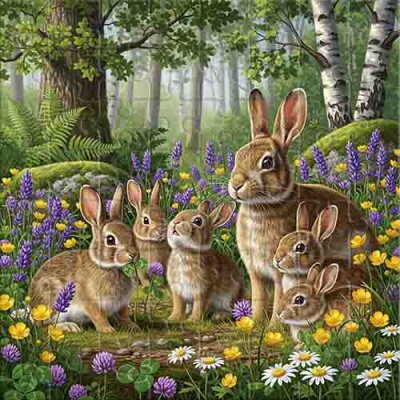 Une grande famille de lapins Puzzle