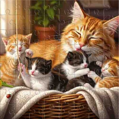 Mütterliche Fürsorge einer Flauschigen Mama Puzzle