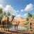 Camels in an Oasis Among Palm Trees Jigsaw Puzzle