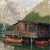 Paysage avec maison en bois et bateaux Puzzle