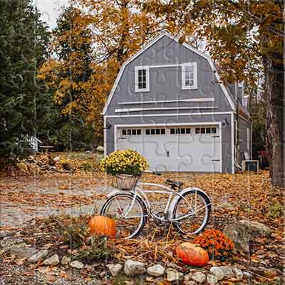 Décor d'automne avec un vélo Puzzle