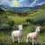 Ländliche Landschaft mit zwei Lämmern und einem Nachthimmel Puzzle