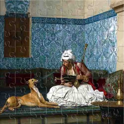 Arnaut Pouring Smoke into His Dog's Nose (JeanLéon Gérôme) Online