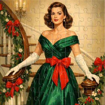Bal de Noël en robe émeraude Puzzle