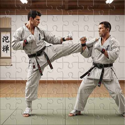 Karate-Meister im Dojo Puzzle