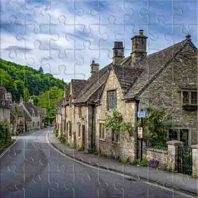 Cottages en Pierre au Milieu des Collines Verdoyantes Puzzle