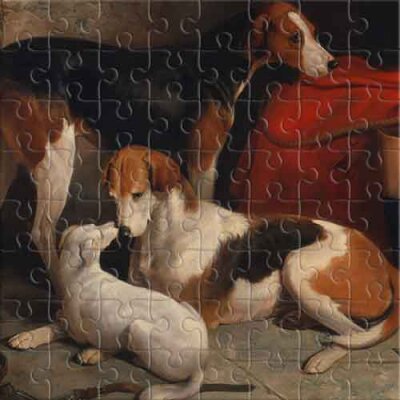 Une paire de foxhounds et un terrier (William Barraud) Puzzle