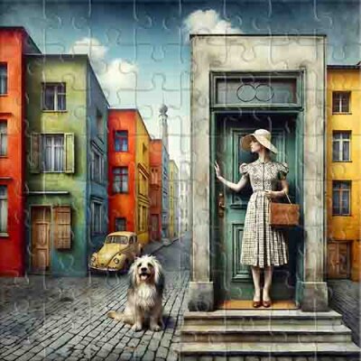 Morning Walk in a Colorful City Jigsaw Puzzle