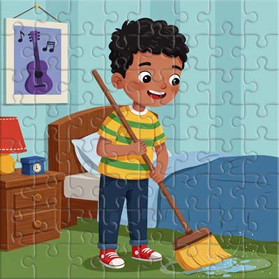 Petit assistant dans la chambre d'enfant Puzzle