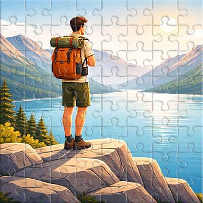 A Glimpse of a Mountain Lake Jigsaw Puzzle