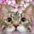 Striped Cat in Pink Flowers Jigsaw Puzzle
