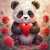 Panda and Red Roses Jigsaw Puzzle