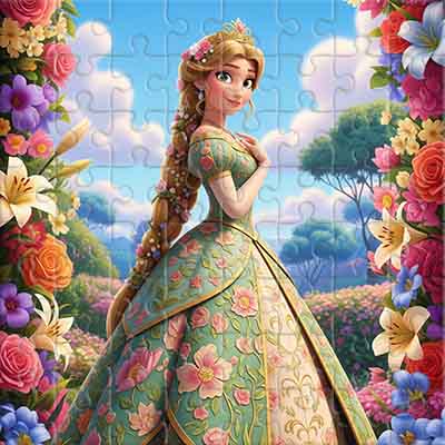 Jardin féerique et belle princesse Puzzle