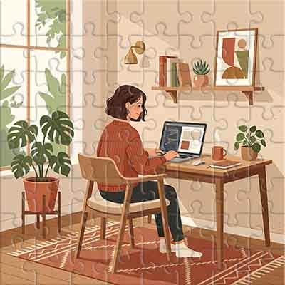 Girl with a Laptop Jigsaw Puzzle