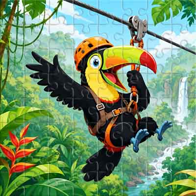 Tukan-Tourist auf einer Seilrutsche Puzzle