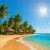 Playa tropical con bungalows y palmeras Rompecabezas