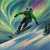Snowboardeur et aurores boréales Puzzle