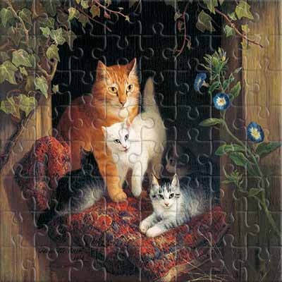 Gata con Gatitos (Henriëtte Ronner-Knip) Rompecabezas