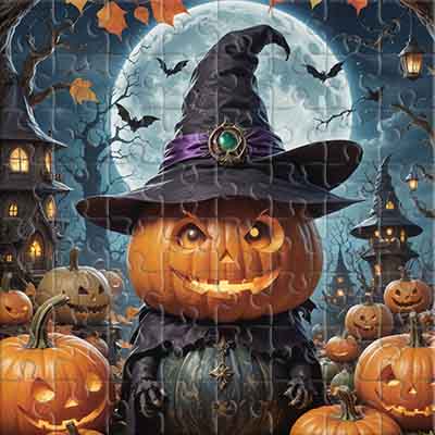 Calabaza festiva bajo la luna llena
