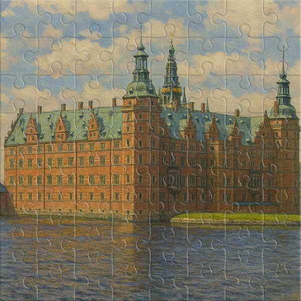 Dänisches Meisterwerk - Schloss Frederiksborg im Malstil Puzzle