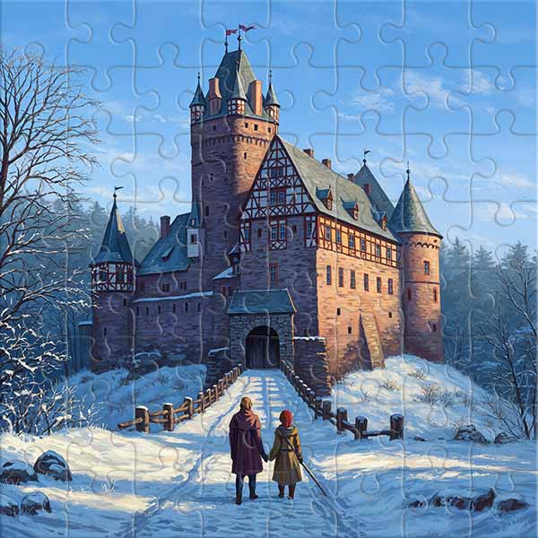 Verschneiter Weg zur Burg Puzzle
