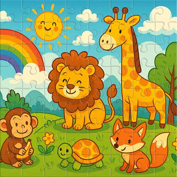 Fröhlicher Cartoon-Zoo Puzzle