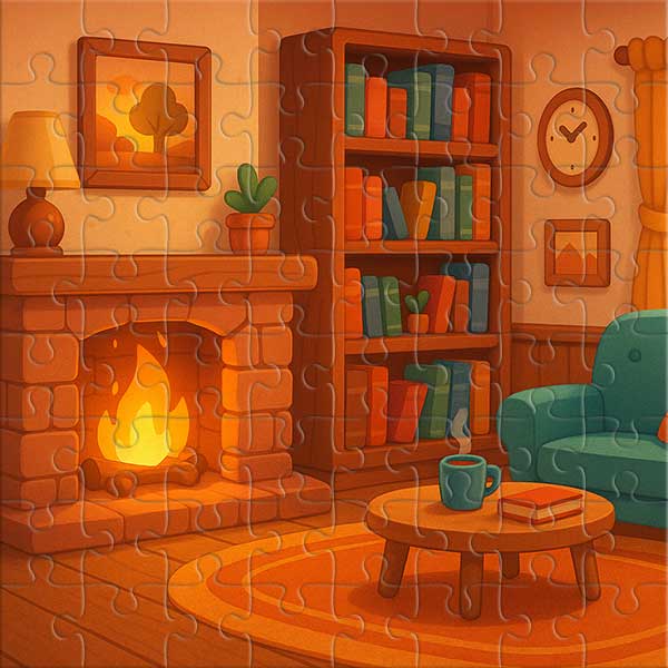 Kamin in einem gemütlichen Zimmer Puzzle