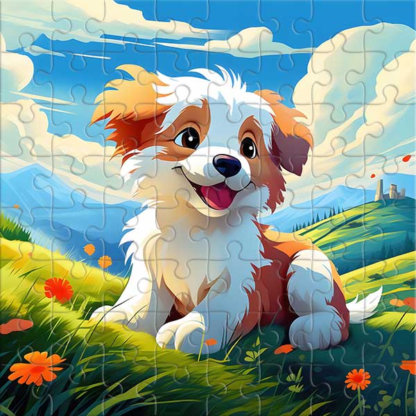 Fröhliches Welpen Puzzle