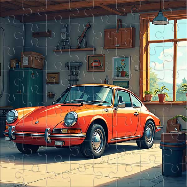 Garage von innen und Retro-Atmosphäre Puzzle