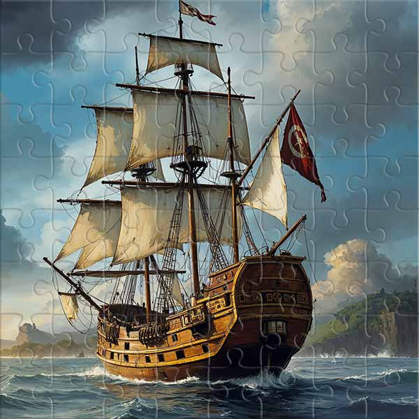 Schiff in der Abendbucht Puzzle